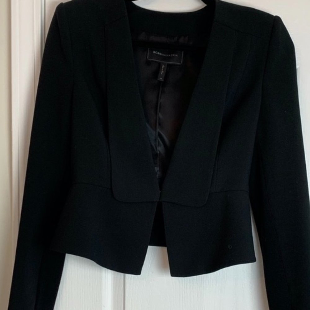BCBGMAXAZRIA Penn Shawl Collar Peplum Blazer Large - Picture 7 of 8